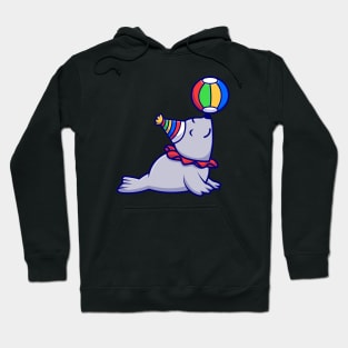 Cute Seal Circus Playing Ball Cartoon Hoodie